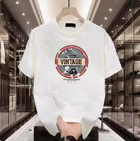 Kaos Digital Print Custom Vintage O Neck Heavyweight 220g 100% Katun Fleece Ramah Lingkungan Cepat Kering Bernapas Pria