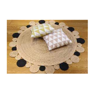 CUSTOM Round Brown and <b>Black</b> Woven Seagrass <b>Rug</b> With Circular 2023 in Vietnam - Product Image 1