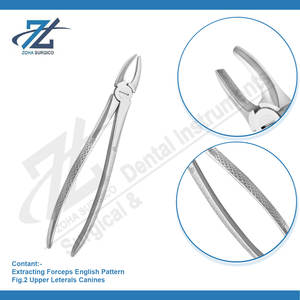 Fórceps de extracción Fig. 2 Laterales superiores y caninos Fórceps dentales de acero inoxidable Premium Juego dental Instrumentos quirúrgicos - Product Image 3