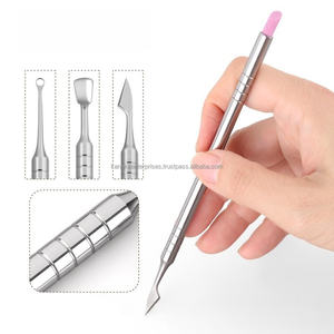 Pousse-cuticules russe double tête amélioré en acier inoxydable avec pierre à poncer pour l'élimination des bords, outil de manucure, logo personnalisé 2026 - Product Image 2