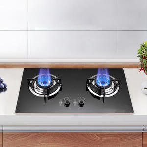 Estufa de <span class=keywords><strong>Gas</strong></span> de <span class=keywords><strong>2</strong></span> Quemadores con Encendido Eléctrico, Cristal Cerámico Azul Negro de Alta Calidad, Soporte para Sartenes de Hierro Fundido CN;GUA - Product Image 3