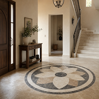Médaillon et incrustation décorative de sol en marbre naturel découpé au jet d'eau PerfectStone sur mesure pour projets de villas et d'hôtels