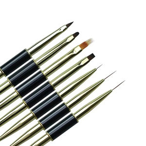 Juego de Pinceles Profesionales para Uñas con Logotipo Personalizado, Pincel Delineador Doble de Nailon <span class=keywords><strong>2</strong></span> en <span class=keywords><strong>1</strong></span>, Pincel de Detalle, Juego de Pinceles para Arte de Uñas <span class=keywords><strong>JX</strong></span>, Gran Venta - Product Image 1