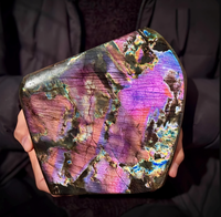 Cristales y Piedras de Labradorita Púrpura en Bruto al por Mayor, de Alta Calidad, para Sanación y Feng Shui, Pulidos, de Forma Irregular, en Oferta
