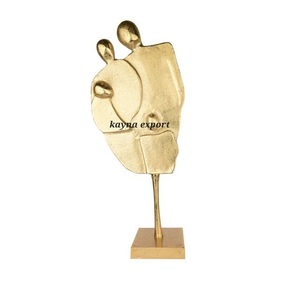 Escultura de Metal de aluminio chapado en oro con estructura antigua moderna, decoración artística, escultura de diseño único hecha a mano para sala de estar - Product Image 1