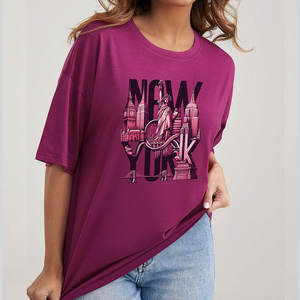 Camiseta de Mujer al por Mayor 100% Algodón, Camiseta con Estampado Gráfico, Camiseta Extra Grande con Logotipo Personalizado para Mujer - Product Image 4