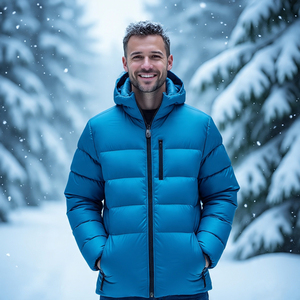 เสื้อโค้ทขนเป็ดมาตรฐานสำหรับผู้ชาย, เสื้อโค้ทขนเป็ดบุนวมปกคอตั้งสีพื้นเสื้อกันลมด้านหน้า - Product Image 2