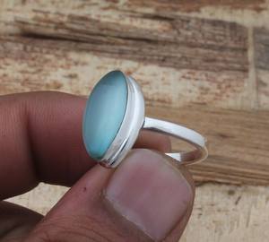 แหวนมาร์กีเซเซเซเซิลสีฟ้าธรรมชาติชุบเงินสเตอร์ลิง925ขนาด8x10มม. เครื่องประดับแฟชั่นทำมือสำหรับผู้หญิง - Product Image 4