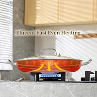 Wajan Braiser Anti Lengket Profesional 38cm Tri-ply Stainless Steel Honeycomb dengan Tutup, Aman untuk Induksi, Wajan Sauté Hybrid, Pabrik OEM