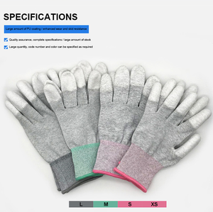 Оптовая продажа, белые антистатические перчатки из углеродного волокна с покрытием из полиуретана, защитные перчатки, электронные рабочие, оптовая продажа, антистатические перчатки - Product Image 2