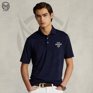 เสื้อแขนสั้นผ้าคอตตอน5% สแปนเด็กซ์สีพื้นปักโลโก้ได้ตามที่ต้องการดีไซน์ใหม่95% ธุรกิจกอล์ฟผู้ชาย - Product Image 6