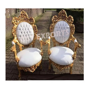 Conjunto de silla de trono de respaldo alto de boda de diseñador, conjunto de silla de novio de novia francesa para boda hindú, sillas de ceremonia de compromiso indias - Product Image 3