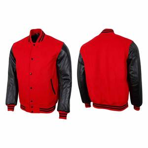 Veste universitaire unisexe Baseball Letterman Vestes Corps en laine Manches en cuir véritable Bomber College Veste de style américain - Product Image 1