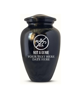 Not a Genie Extra Large Human Cremation Urn for Adult Ashes Men Woman Engraved Aluminum Finish Urn with Name Black Custom Size - Product Image 4