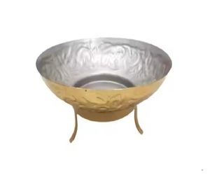 Juego de tres cuencos plateados de estilo árabe de alta calidad, cuencos reutilizables de acero inoxidable para servir alimentos, ecológicos para fiestas - Product Image 4
