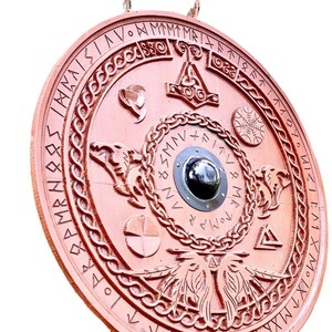 Bouclier Viking Médiéval Fait Main Design Gravé Bois Acier Carbone 1095 Centre Cup Bouclier Viking - Product Image 6