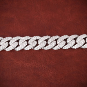 ขายดีสร้อยข้อมือเพชร13มม. ทรงคิวบานำน้ำแข็งสองแถว VVS 925เพชรที่ปลูกในห้องปฏิบัติการสร้อยข้อมือลิงค์ไมอามี่คิวบาเงิน - Product Image 4