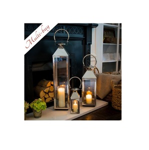 Portavelas de linterna de acero inoxidable de primera calidad para Tema de decoración interior elegante minimalista industrial de granja moderna - Product Image 5