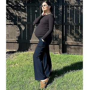 Women <b>Maternity</b> <b>Pants</b> Over Belly Yoga <b>Work</b> Trousers Wide Leg Elastic Waist Pregnancy Lounge <b>Pants</b> with Pockets - Product Image 3