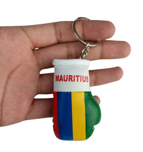 Mini llavero de guante de boxeo personalizado de cuero PU de alta calidad con bandera de país para llavero y exhibición de logotipo - Product Image 1