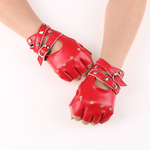 Gants mi-doigts unis en coton/spandex écologiques pour femme, compatibles écran tactile, pour activités de plein air, style punk hip-hop, conduite moto - Product Image 6