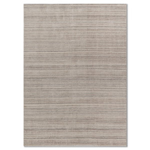 พรมทอมือลายทางสีเทาและดำ ทำจากขนสัตว์และไหมไผ่ สำหรับใช้ในบ้าน-HWJ-01 - Product Image 1