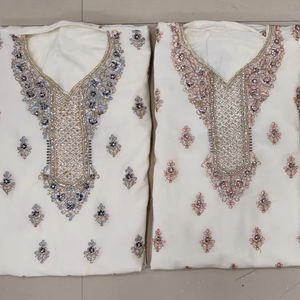 Élégant Faux Georgette Gharara Set pour Adultes Full Front & Back Embroidery Zarkan Stones Sequence Work for Winter - Product Image 1