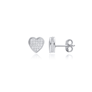 <b>Heart</b> <b>Stud</b> <b>Earrings</b> CZ Stone Gold Plated Elegant Minimalist Turkish Handmade 925 Sterling <b>Silver</b> Party Gift Jewellery - Product Image 6