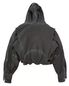 100% sudaderas con capucha de diseño personalizado de alta calidad para hombres, Sudadera con capucha lavada Vintage, sudaderas con capucha lisas con hombros caídos, ropa de calle para hombres - Product Image 2