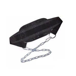 Cinturón de Neopreno con Cadenas de Acero para Levantamiento de Pesas, Soporte Lumbar, Negro y Rojo, Cinturón de Dipping Resistente - Product Image 1