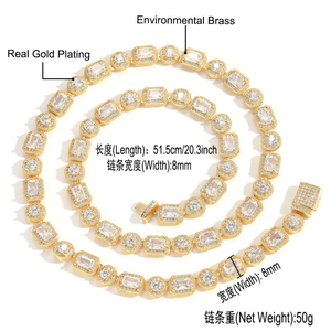 Luxury 14K Solid <b>Gold</b> Cuban Chain with Radiant Cut Diamond Customized IGI Certified Bling <b>Necklace</b> for <b>Men</b> - Product Image 6