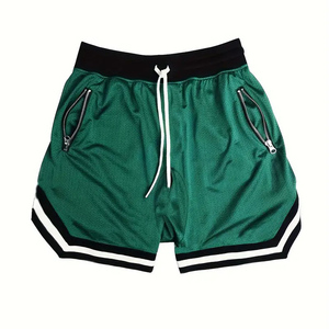 Short de basket-ball et de fitness en maille légère et respirante pour hommes, décontracté et sportif, avec poches zippées, de couleur unie - Product Image 3