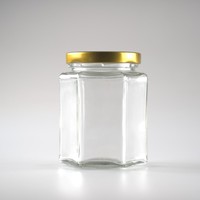 Meilleure vente : pot à miel hexagonal en verre transparent 288 ml pour aliments en conserve, chocolat, gelée