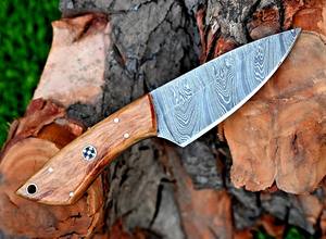 มีดล่าสัตว์เหล็กดามัสกัสทำมือมีดกลางแจ้งพร้อมปลอกรับใบมีดใช้สำหรับตั้งแคมป์เกรดอุตสาหกรรม - Product Image 2