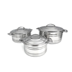 Cazuela clásica de acero inoxidable para servir 1000 ml 1500 ml 2500 ml Juego de 3 Plata - Product Image 1