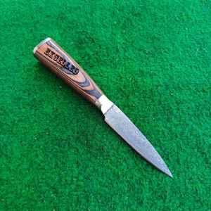 Cuchillo para pelar hecho a mano con mango de madera Pakka de acero damasco y Funda de cuero para chefs y uso en la cocina - Product Image 2