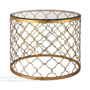 Nueva mesa de centro y taburete con acento de alambre de Metal, acabado con revestimiento en polvo, forma de tambor, diseño perforado de alta calidad para sala de estar - Product Image 6