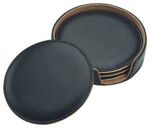 Ensemble de 4 sous-verres ronds noirs avec support pour thé et café - Product Image 2