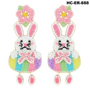 Pendientes con cuentas de semillas con tema de conejo de moda para mujeres y niñas, ideales para trajes de noche, fiestas y celebraciones - Product Image 3