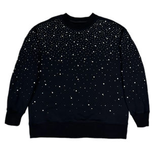 Sweats à capuche unisexes de haute qualité blancs épais personnalisés pour l'hiver Col doublé à motif uni avec strass Grande taille pour hommes - Product Image 2