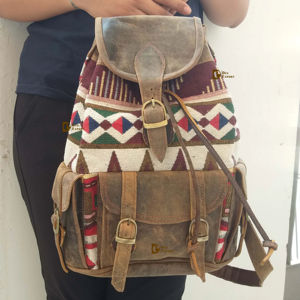 Sac à dos en cuir véritable Jacquard fait à la main en cuir véritable Sac à dos multi-usages Produit en vrac en gros - Product Image 1