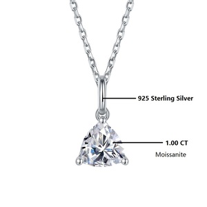 Collier avec pendentif en moissanite taille trillion de 1,00 carat, chaîne à maillons, pour unisexe, femmes, argent sterling 925, cadeau tendance, anniversaire, mariage - Product Image 5