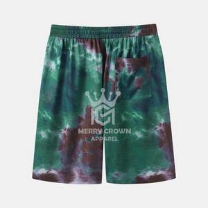 Short de survêtement décontracté tie-dye pour hommes super doux en coton polyester écologique avec broderie de logo personnalisé cordon de serrage à la taille - Product Image 2