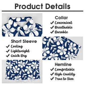 เสื้อฮาวายผ้าซาตินสำหรับผู้ชายเสื้อพิมพ์ลายดอกไม้แบบติดกระดุมแขนสั้นระบายอากาศกันรอยยับป้องกันการหดตัวของ100% - Product Image 5