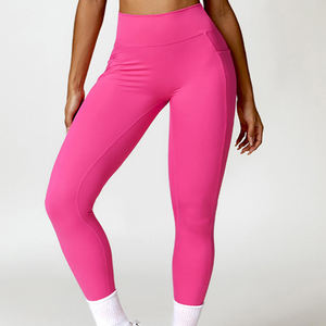 Women 2 Piece Workout Sets Compression Tummy Control <b>Leggings</b> with Pockets <b>Long</b> Sleeve Square Neck Padded Crop <b>Tops</b> - Product Image 6