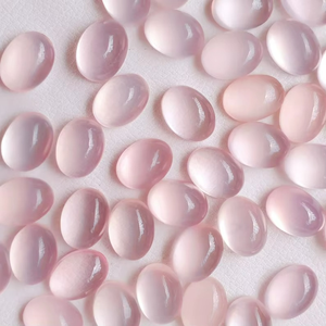 Cabochon en quartz rose 100% naturel de haute qualité, fait à la main, quartz rose calibré ovale, cabochon à dos plat, fabrication d'amour - Product Image 1