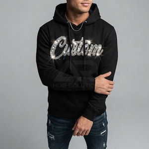Sweat à capuche d'hiver pour homme, design luxueux, tissu doux et respirant, orné de strass, vente directe d'usine, personnalisable - Product Image 3