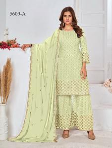 Fabzone Premium Silk Saree with Sequence Embroidery Women's Pakistani <b>Dress</b> Suit for Party Includes Salwar and Gown - Product Image 6