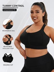 Soutien-gorge de sport à glissière avant de style simple pour femmes bretelles réglables en gros pour les entraînements de yoga fitness - Product Image 3