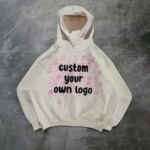 Sweat à capuche de style streetwear de qualité supérieure avec logo personnalisé pour hommes, sweat à capuche ample décontracté à imprimé délavé à l'acide en vente - Product Image 6